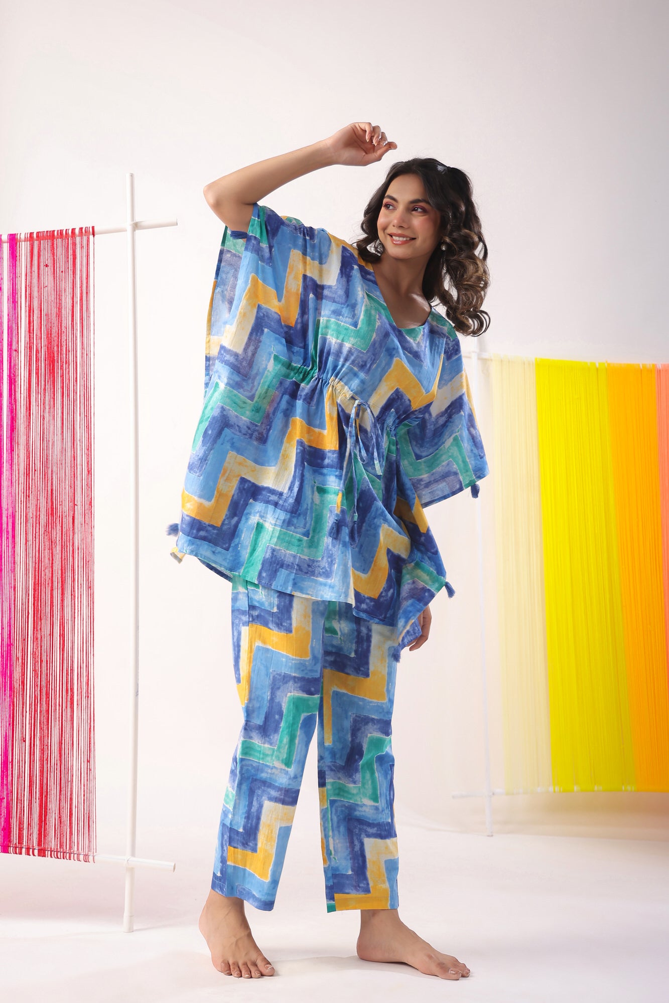 Zig-Zag Print on Kaftan Cotton Co-ord Set