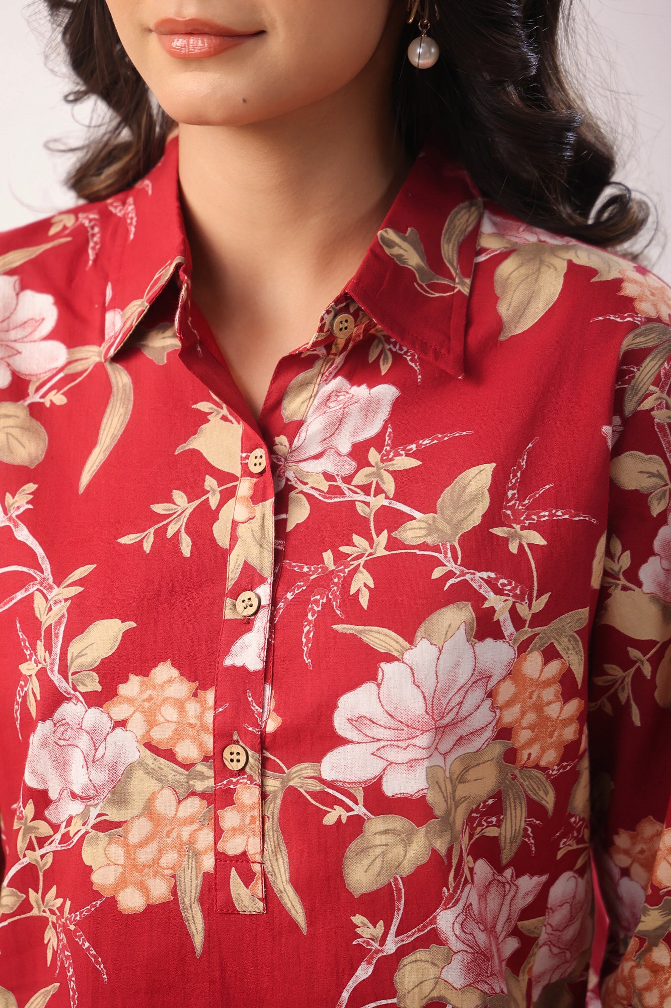 Florals on Maroon Loungewear Top Set