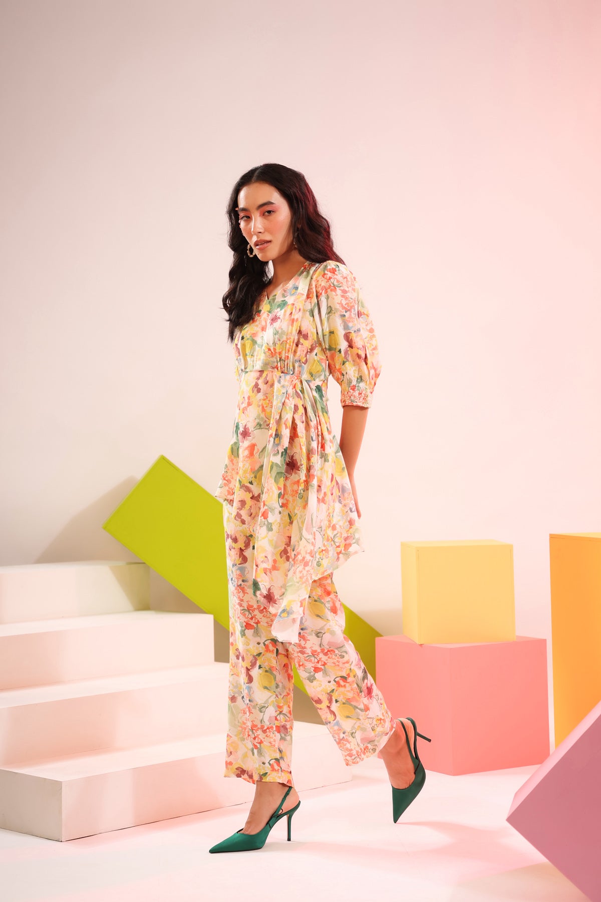 Cin Cin Muslin Silk Off-white Co-ord Set