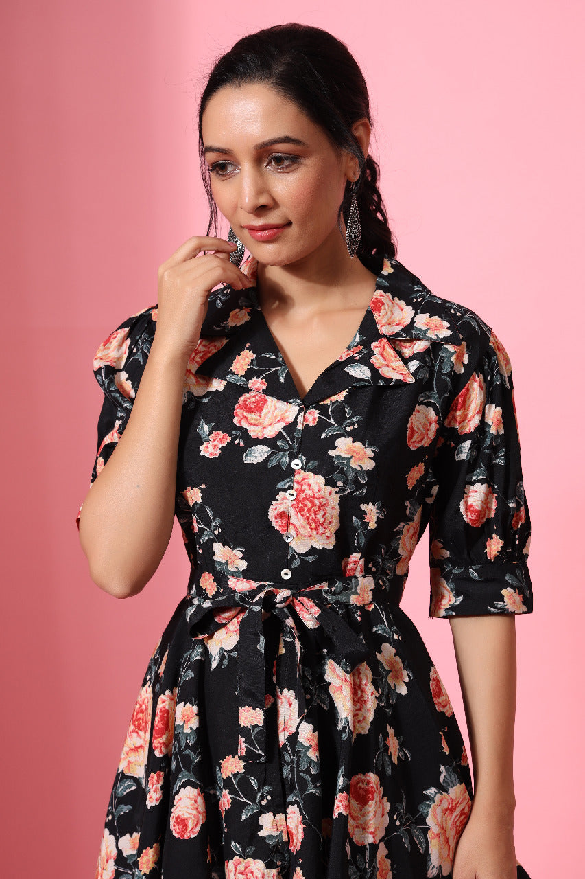Rosewood Russian Silk Black Co-ord Set