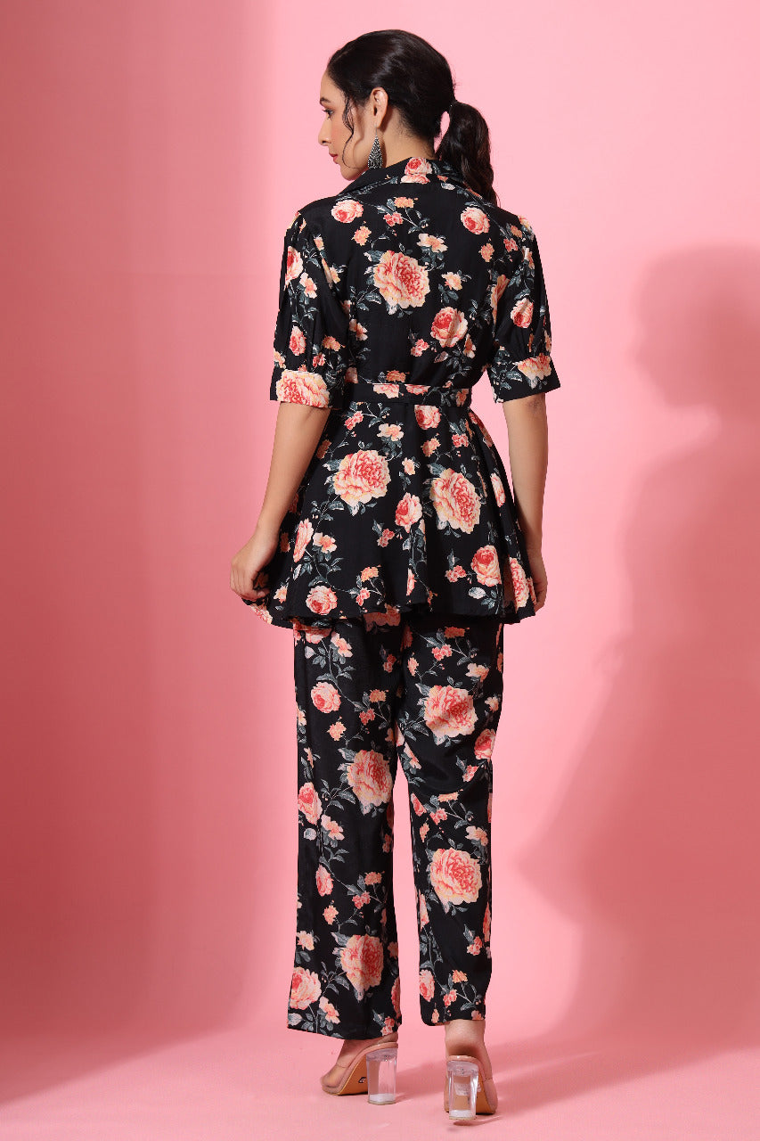 Rosewood Russian Silk Black Co-ord Set