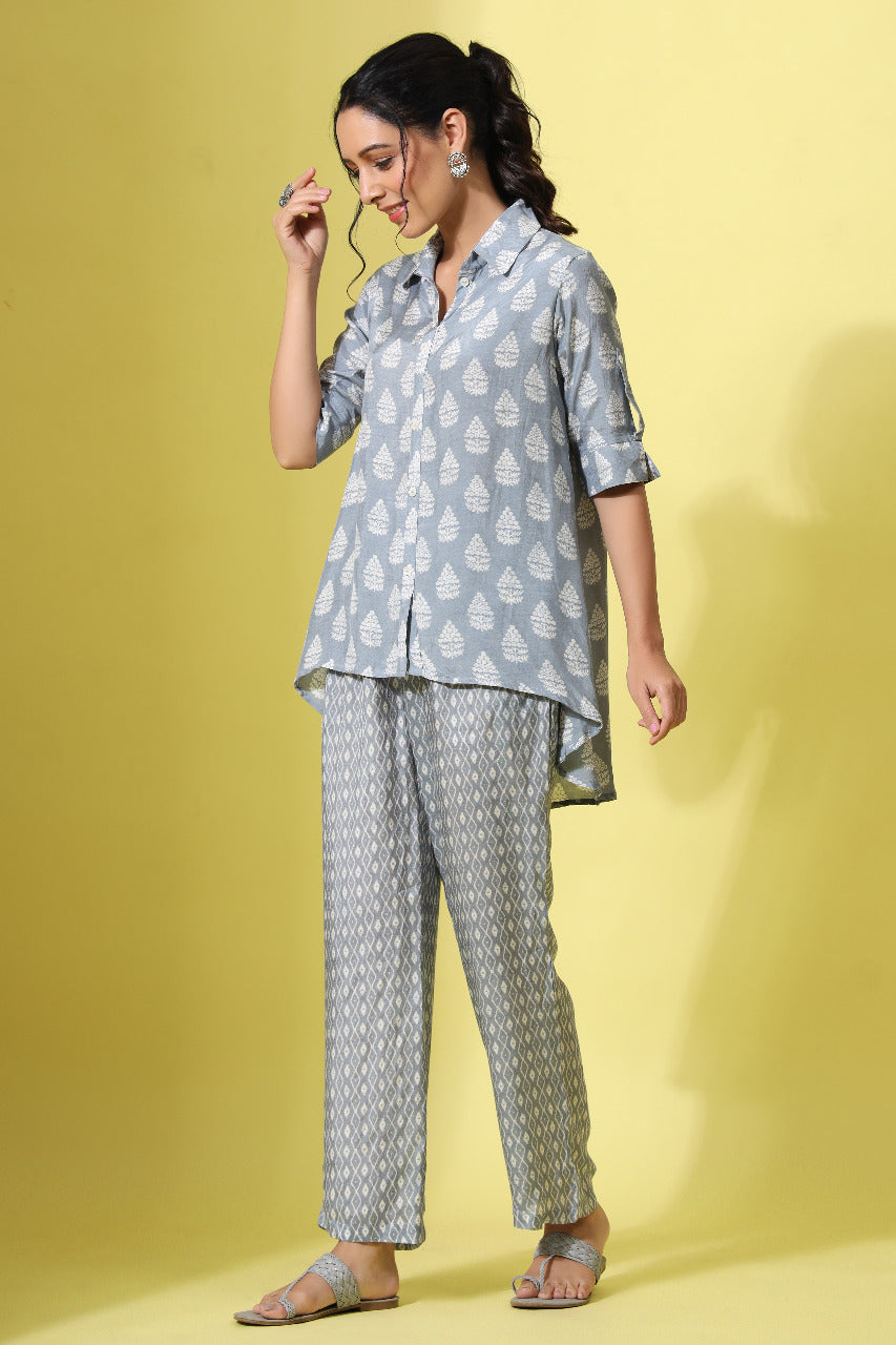 Pinewoods Grey Muslin Silk Co-ord set