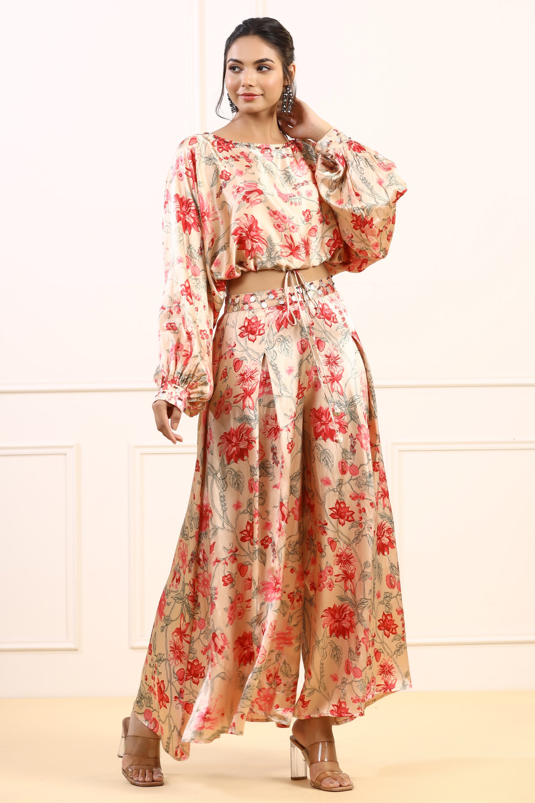 Belle Fleur Ensemble Satin Russian Silk Co-ord Set