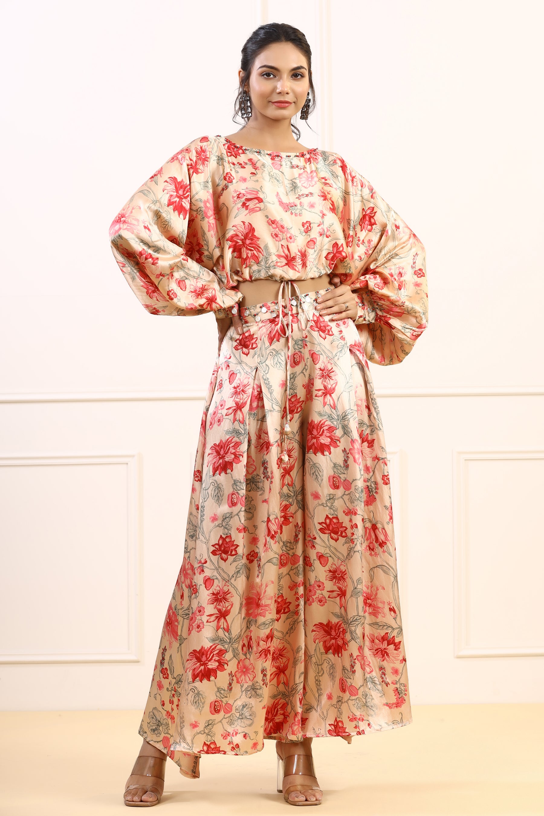 Belle Fleur Ensemble Satin Russian Silk Co-ord Set