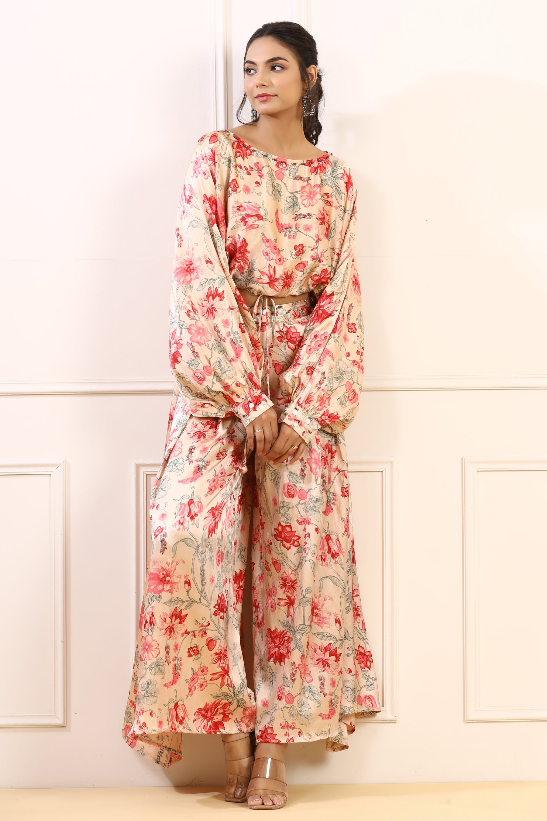 Belle Fleur Ensemble Satin Russian Silk Co-ord Set
