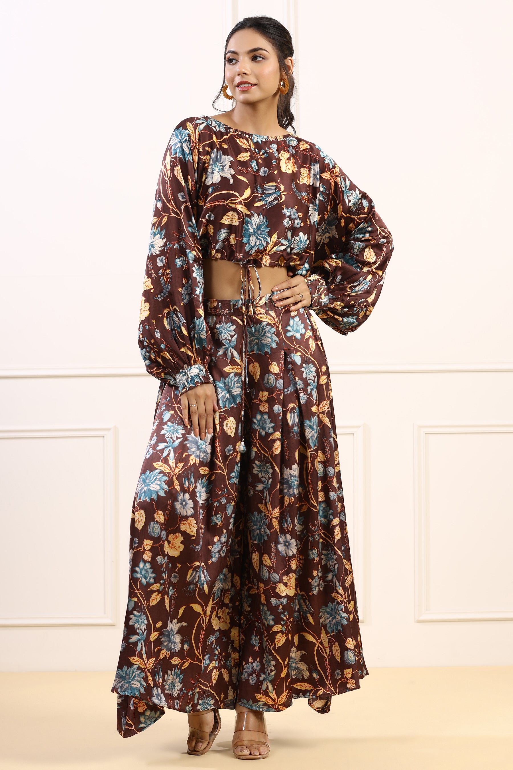 Cocoa Blossom Spleador Satin Russian Silk Co-ord Set