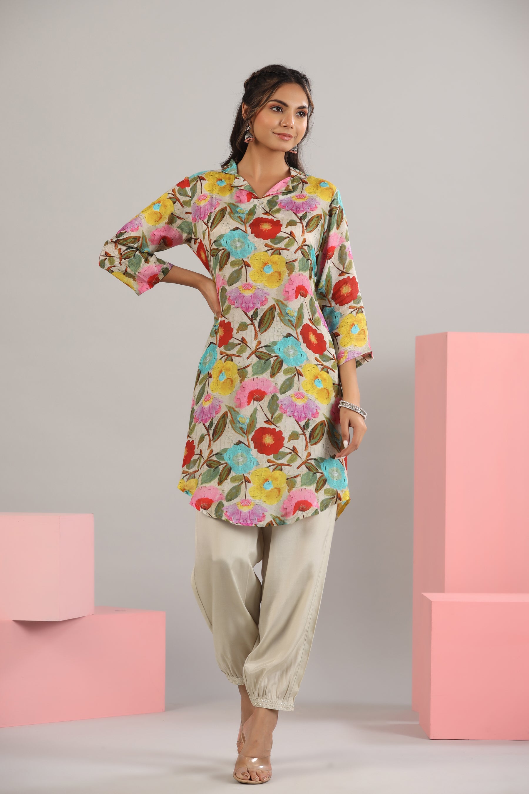 Tropical Kaleidoscope on Muslin Silk Co-ord set