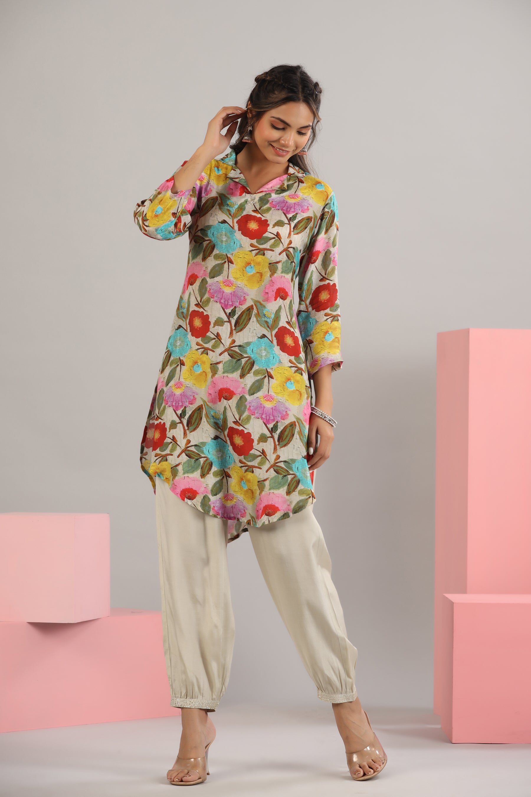 Tropical Kaleidoscope on Muslin Silk Co-ord set