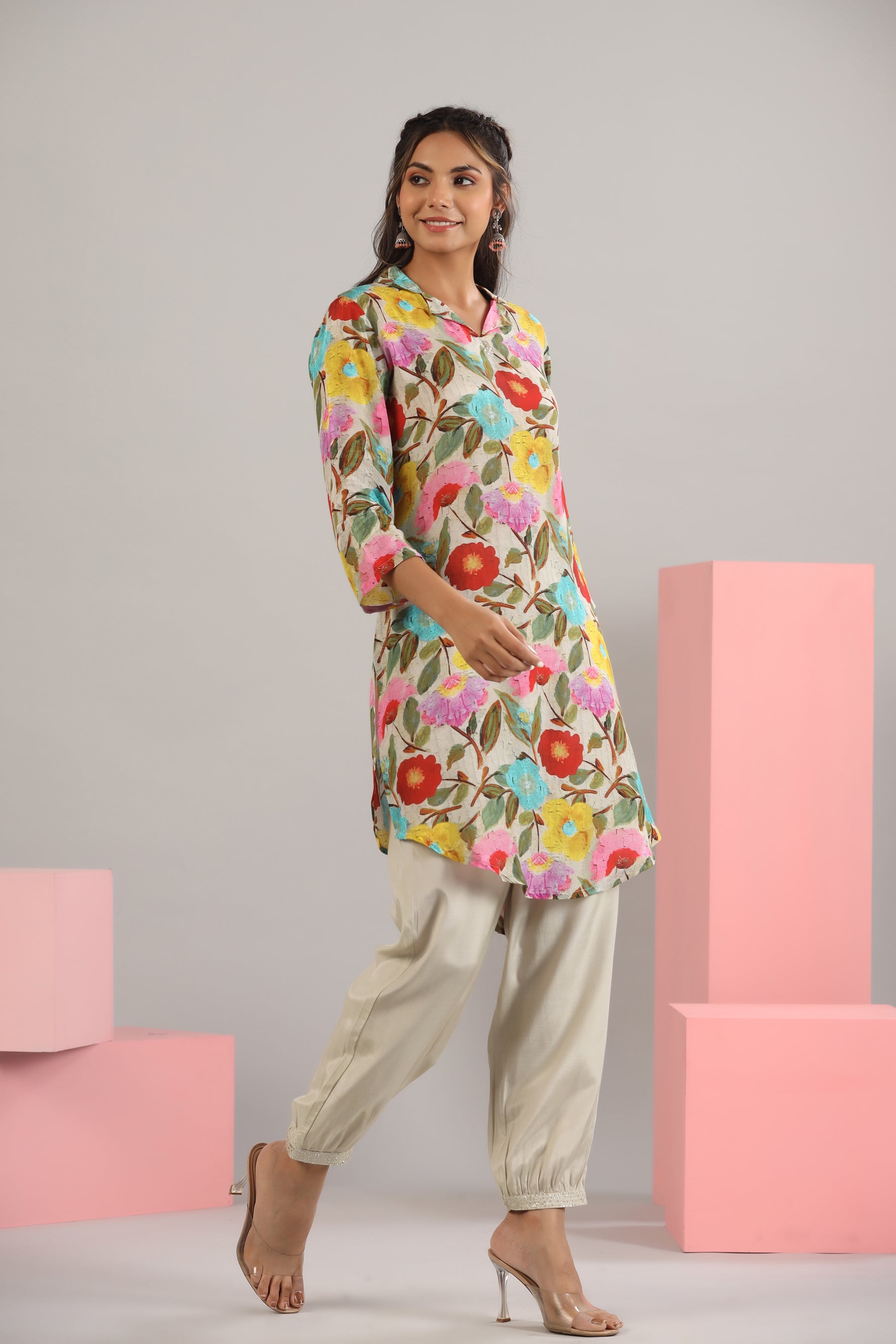Tropical Kaleidoscope on Muslin Silk Co-ord set