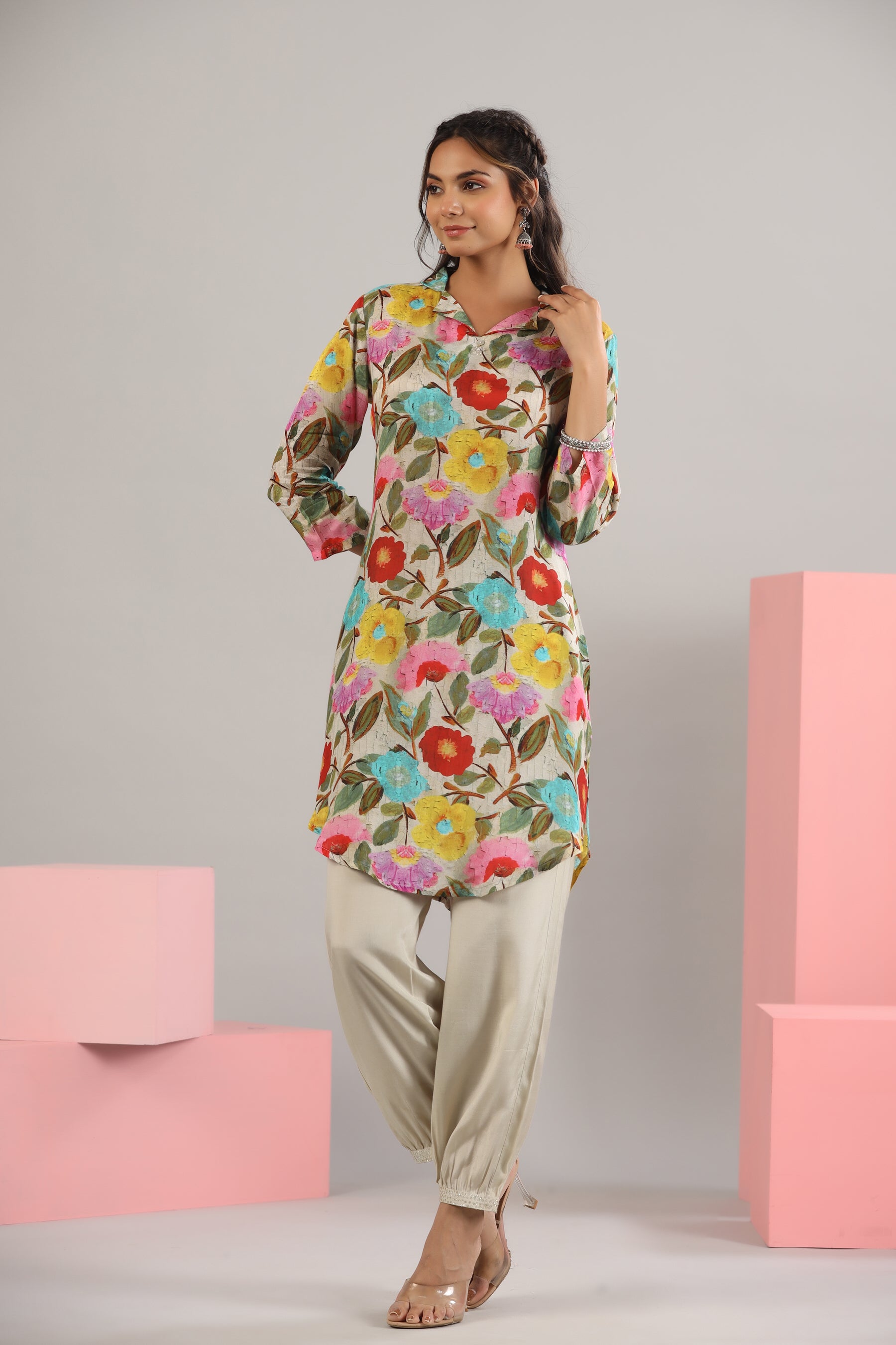 Tropical Kaleidoscope on Muslin Silk Co-ord set