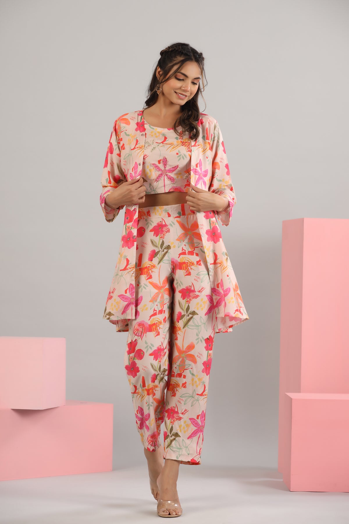 Garden Whimsy Russian Silk Three piece set