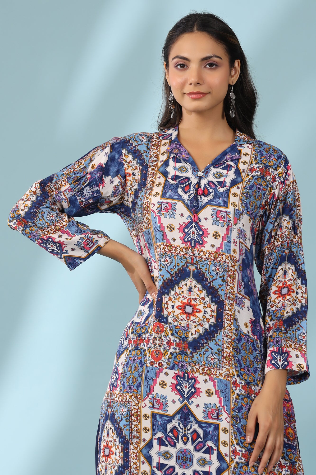 Bloom Craft With Solid Dhoti Pants Russian Silk Co-ord Set