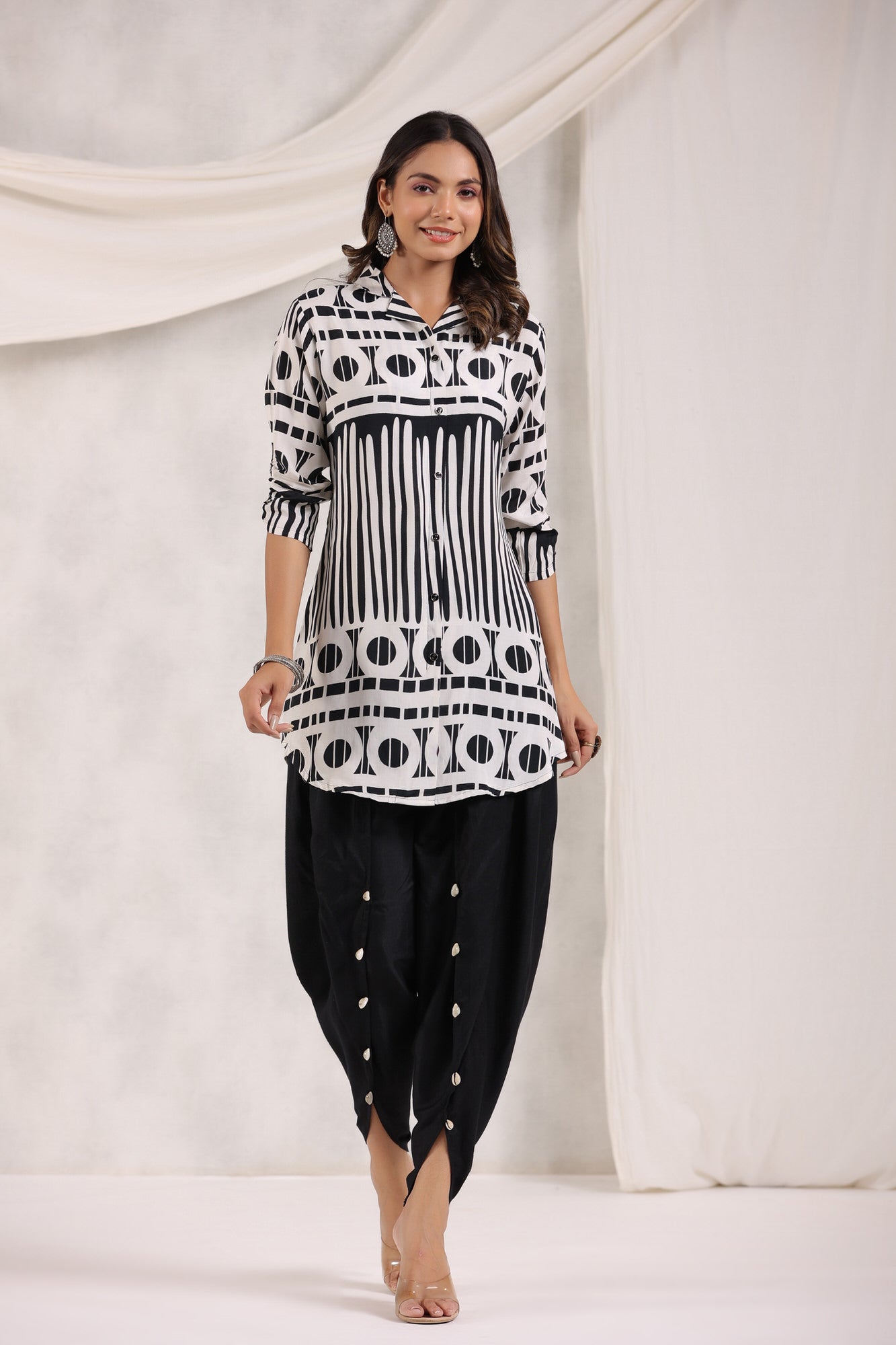 Yin Yang Silk Solid Tulip Dhoti Pants Russian Silk Co-ord Set
