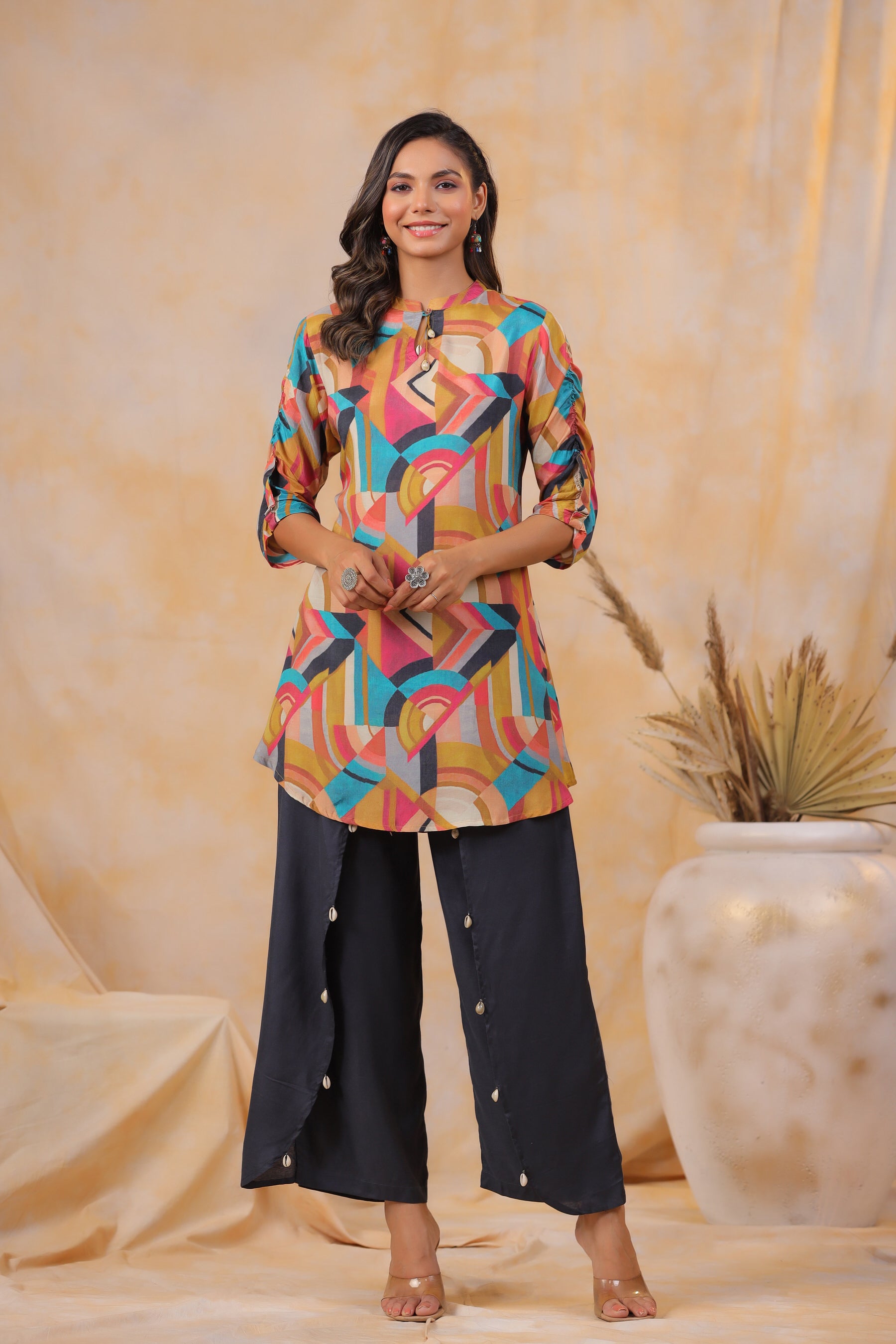 Cyprus Geometric Russian Silk Co-ord Set
