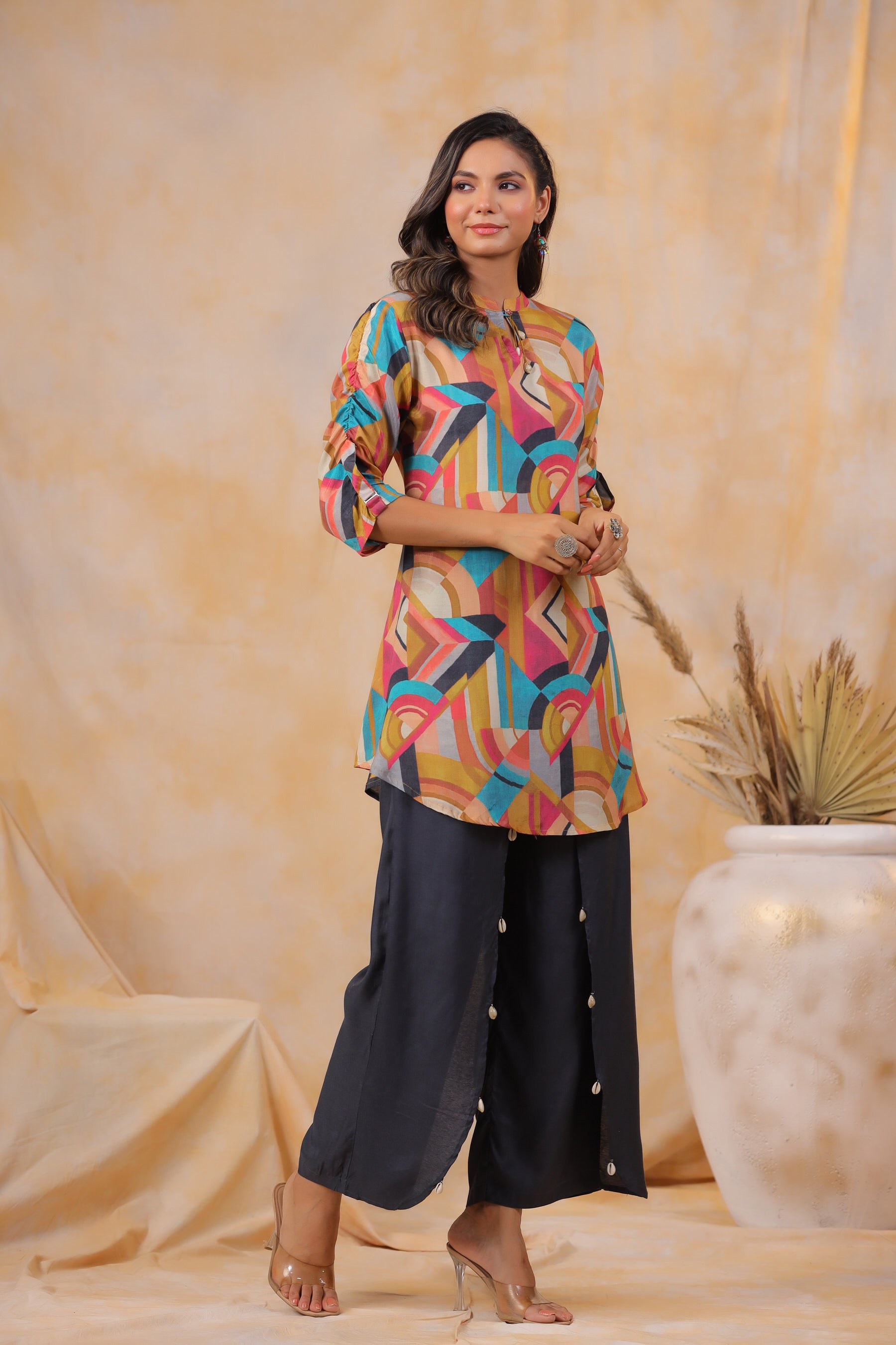 Cyprus Geometric Russian Silk Co-ord Set