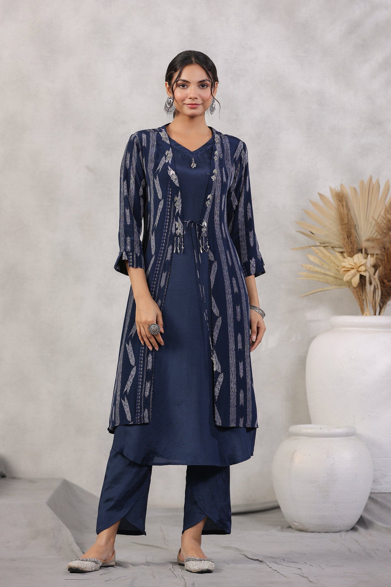 Indigo Maritime Russian Silk Three Piece Co-ord Set