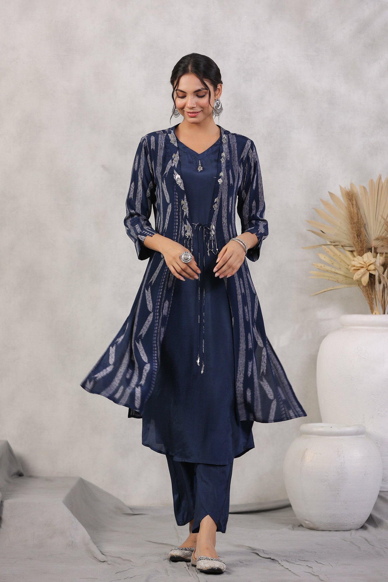 Indigo Maritime Russian Silk Three Piece Co-ord Set
