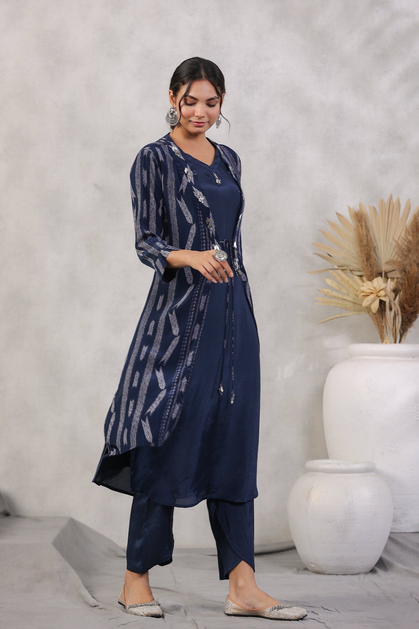 Indigo Maritime Russian Silk Three Piece Co-ord Set