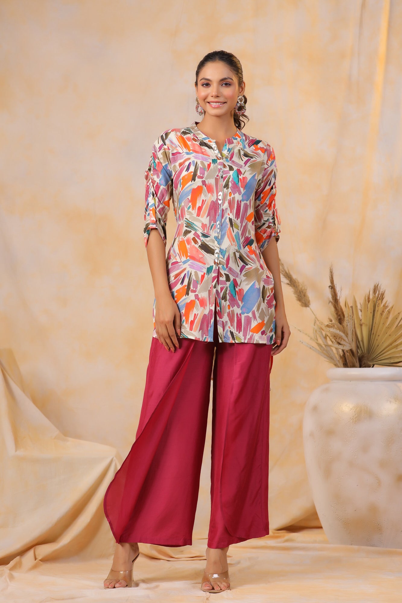 Strokes On Russian Silk With Panelled Pants Co-ord Set