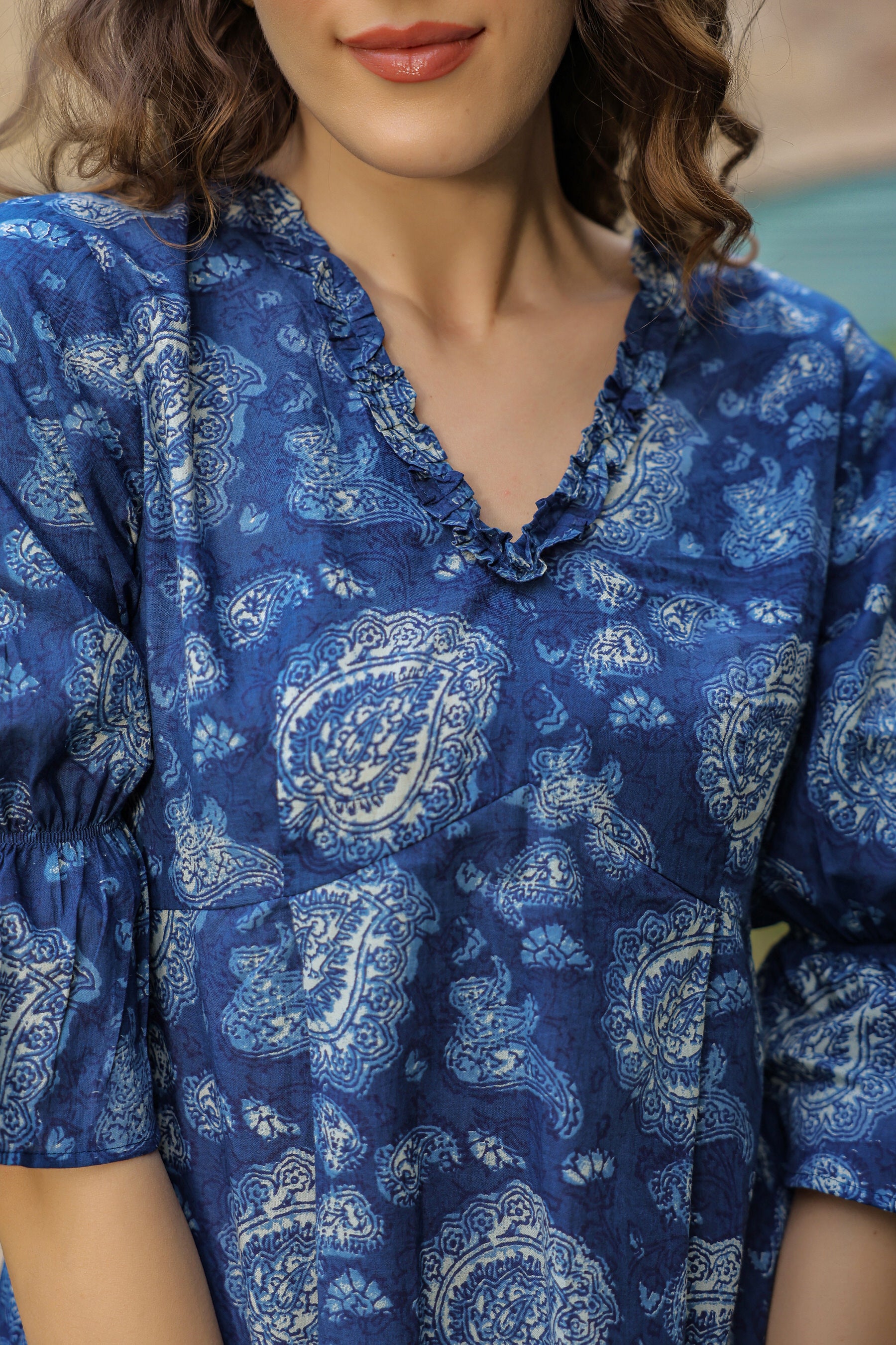 Indigo Bagru Paisley Cotton Co-ord Set