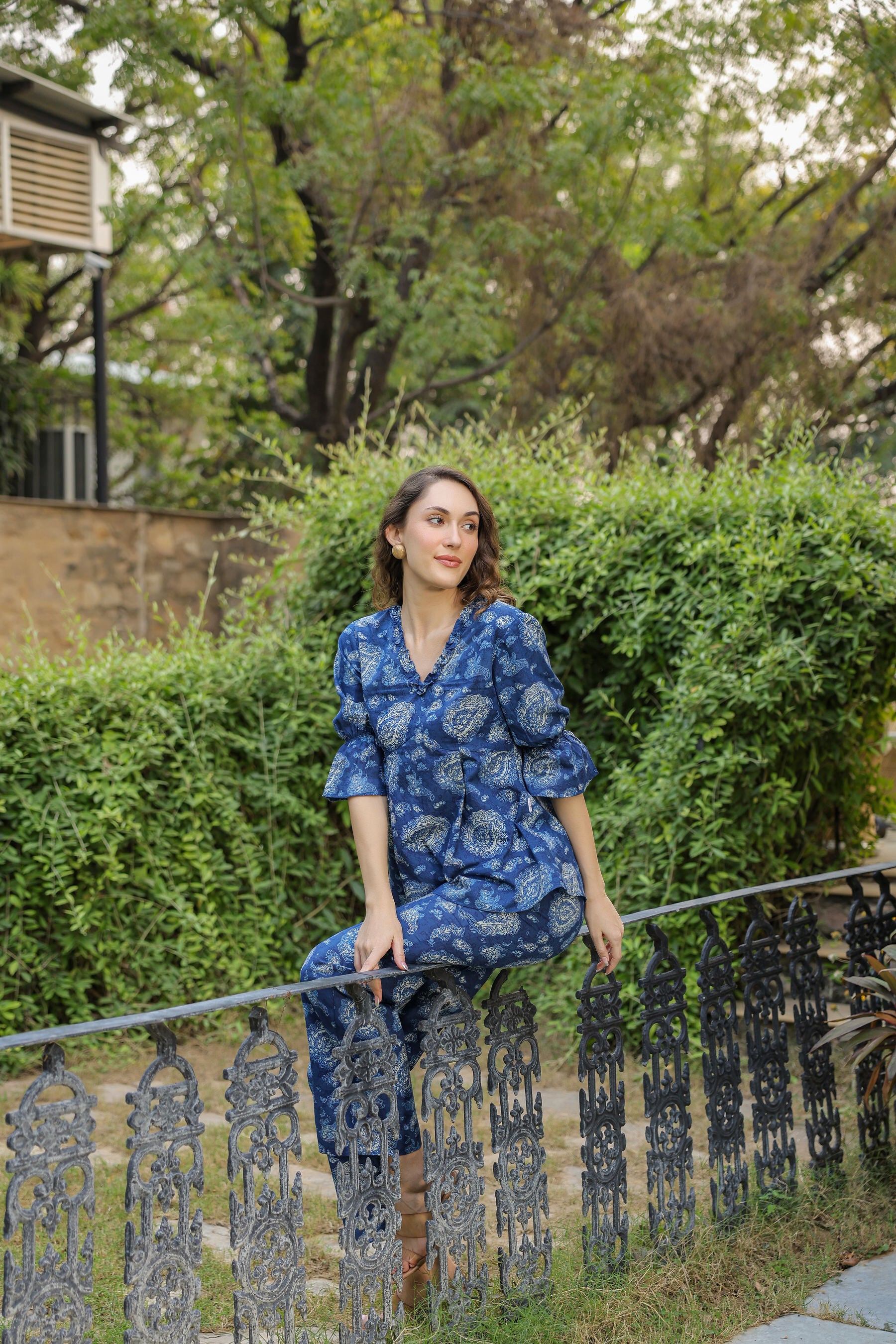 Indigo Bagru Paisley Cotton Co-ord Set