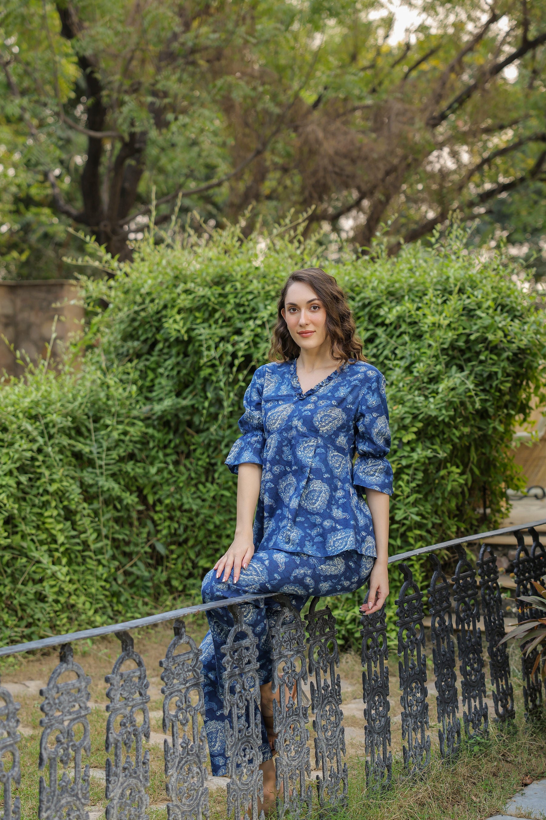 Indigo Bagru Paisley Cotton Co-ord Set