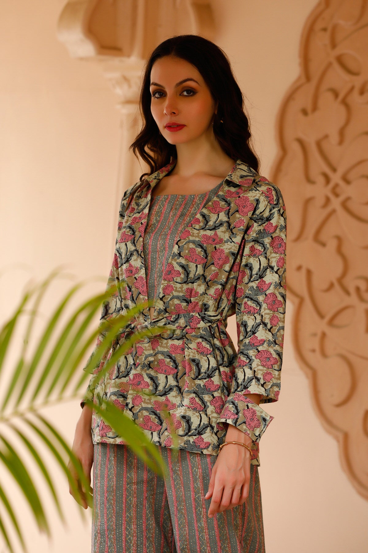 Rosy Getaway Cotton Three piece Co-ord Set