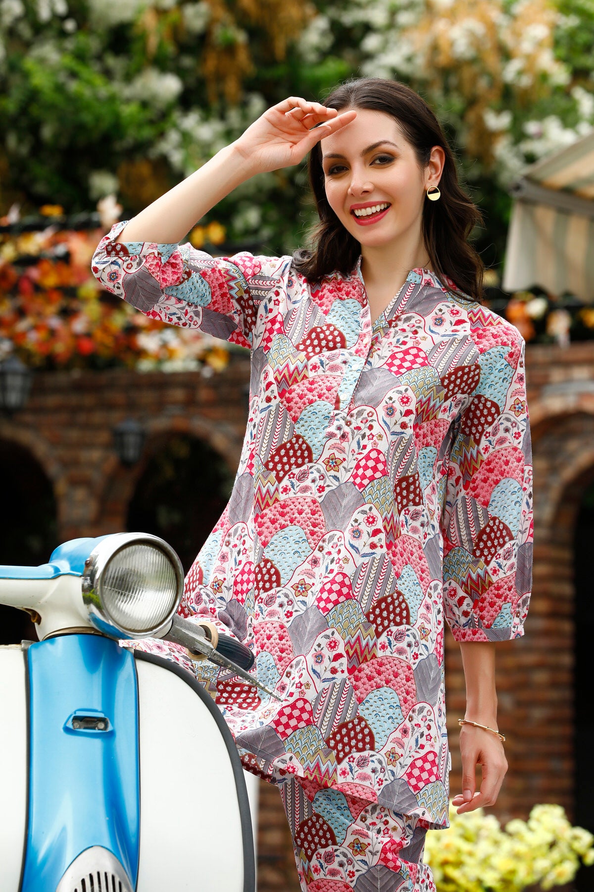 Playful Flower Mosiac Cotton Co-ord Set