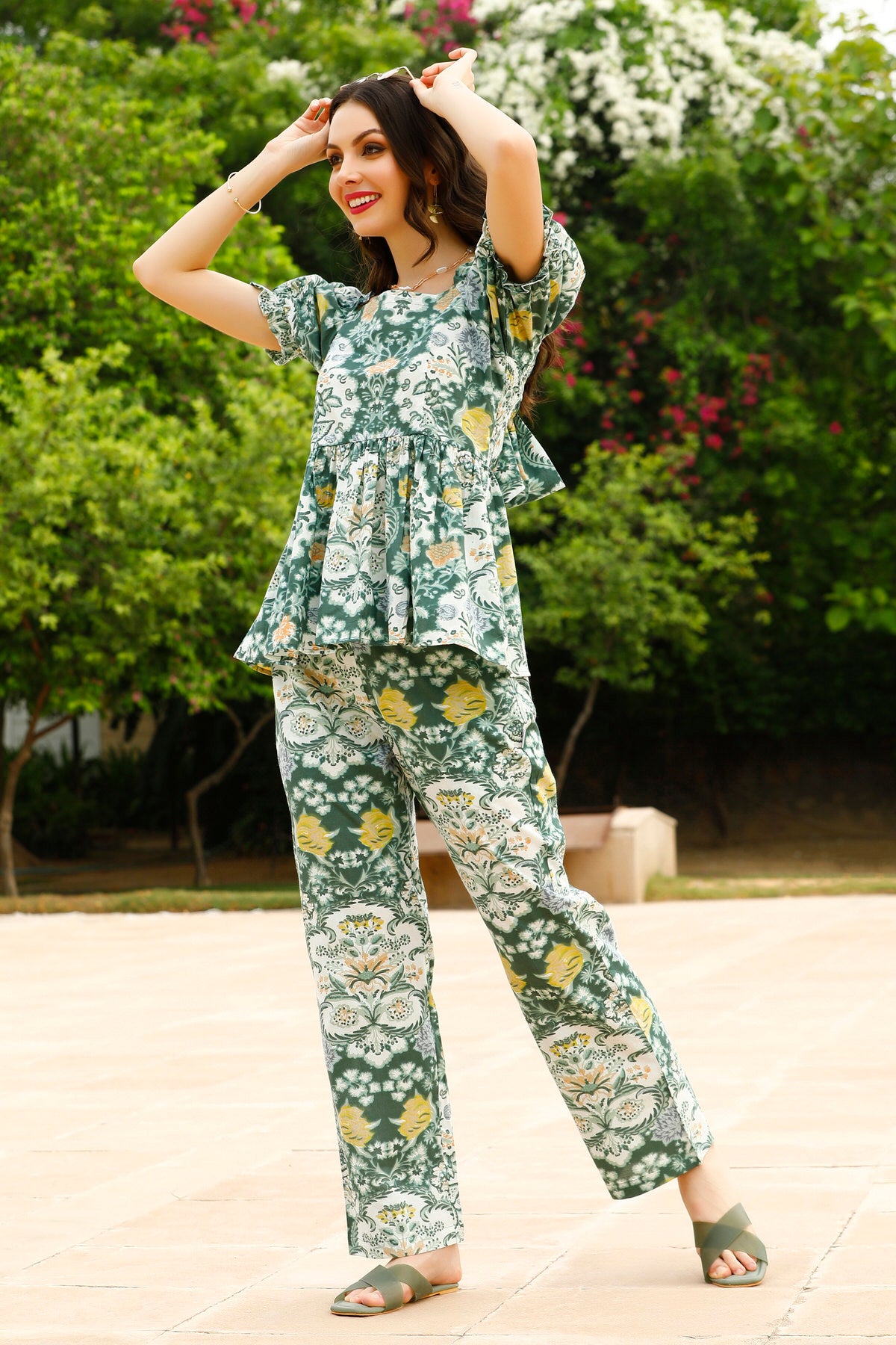 Zen Floral Haven Cotton Co-ord set