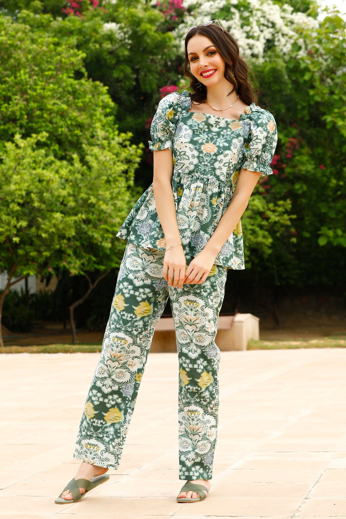 Zen Floral Haven Cotton Co-ord set