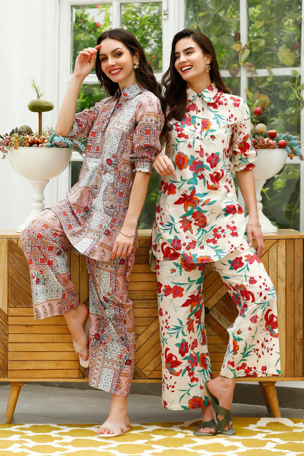 Paisley Patch Party Cotton Palazzo Loungewear Set