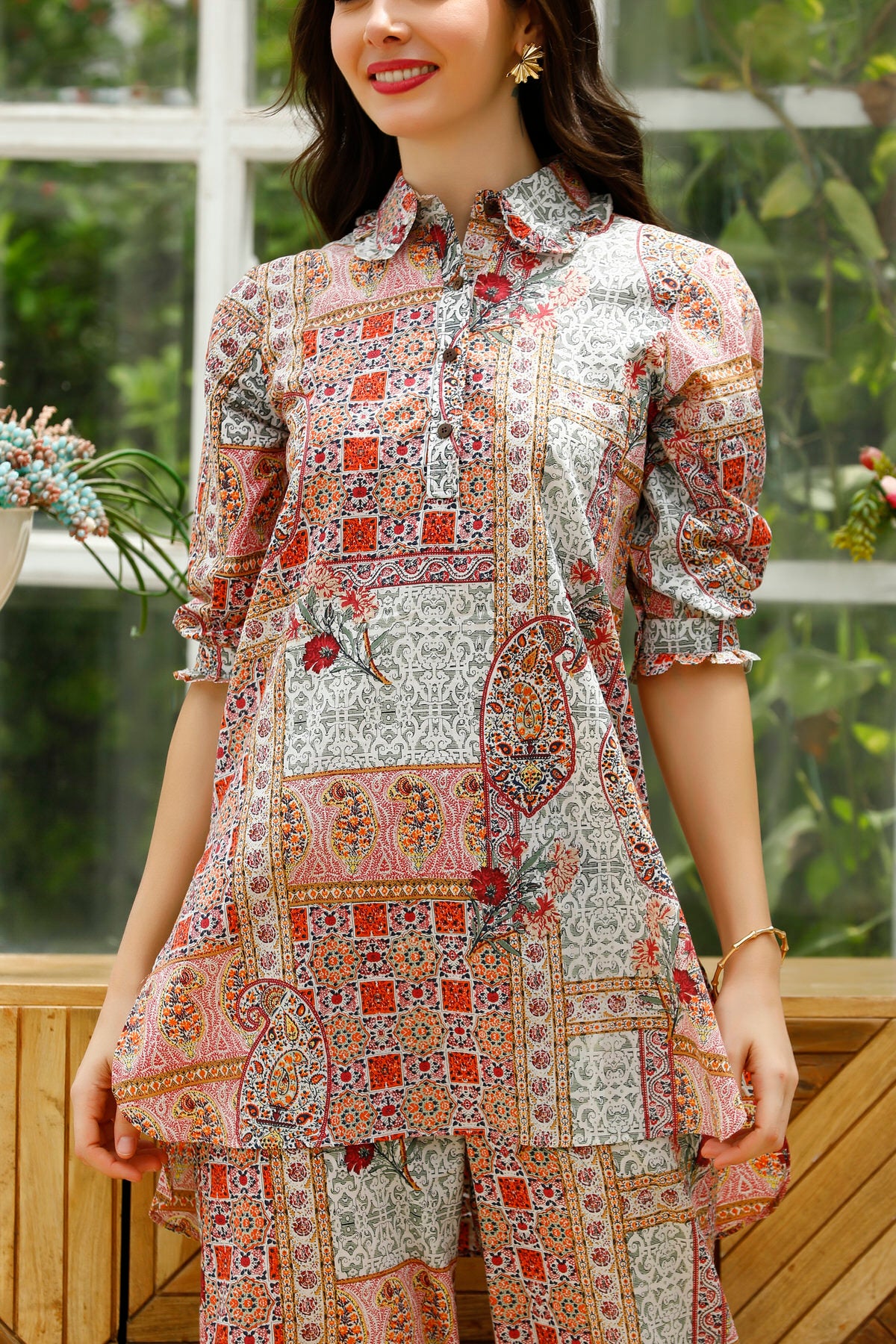 Paisley Patch Party Cotton Palazzo Loungewear Set