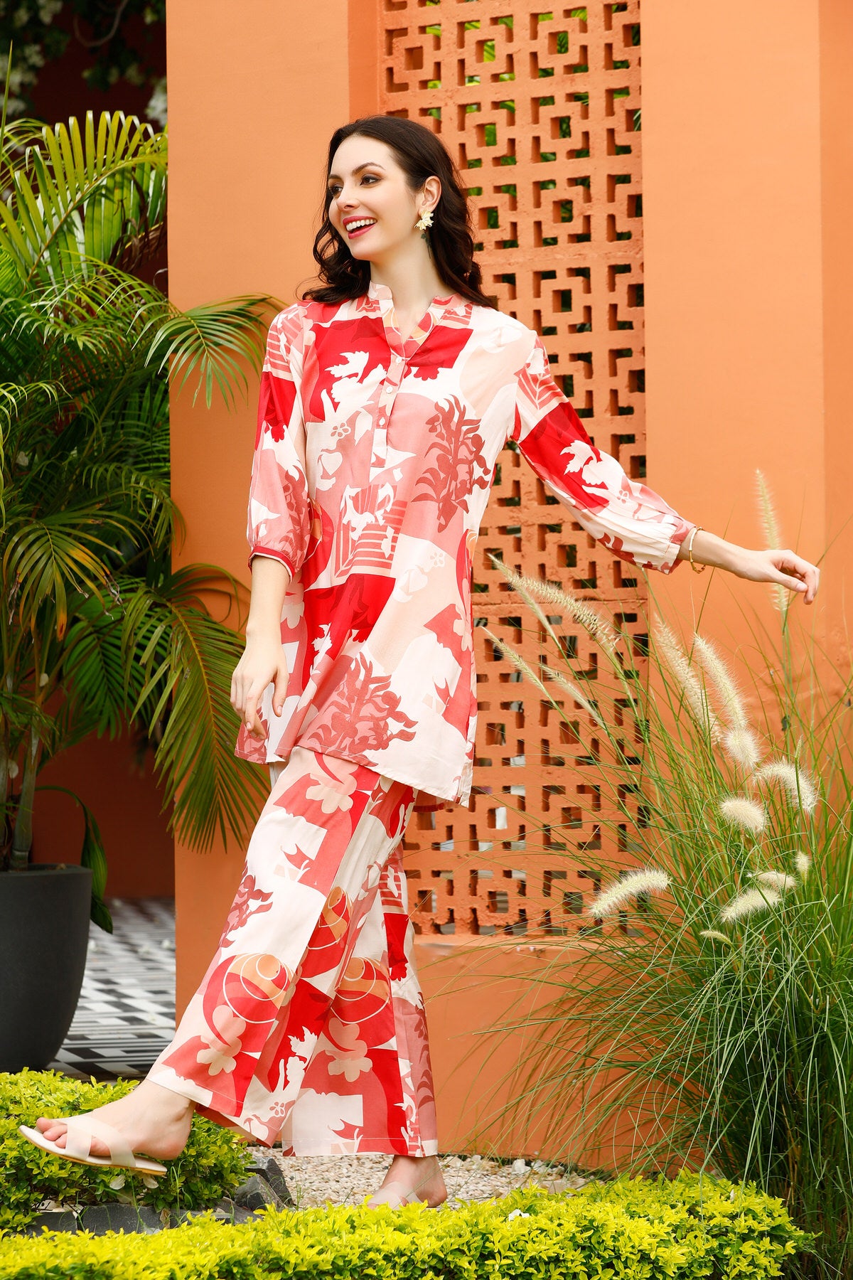 Radiant Inferno Russian Silk Co-ord Set