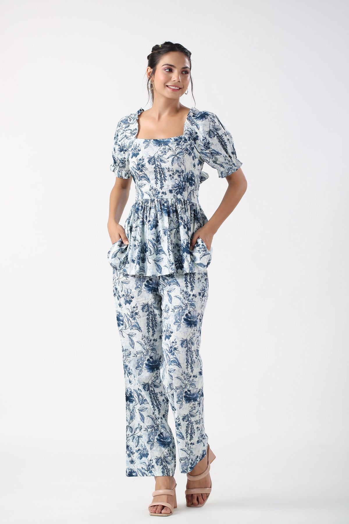 Santorini Blues Cotton Co-ord set