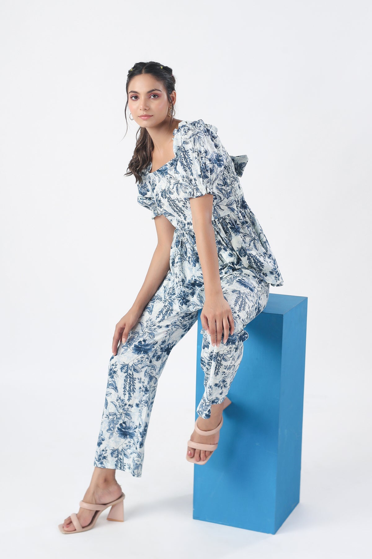 Santorini Blues Cotton Co-ord set