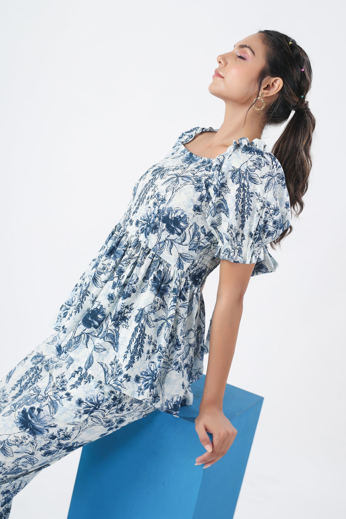 Santorini Blues Cotton Co-ord set