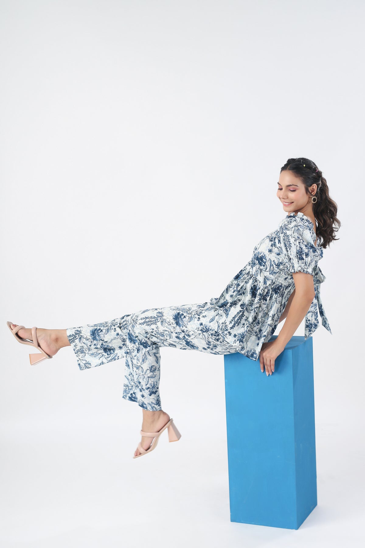 Santorini Blues Cotton Co-ord set