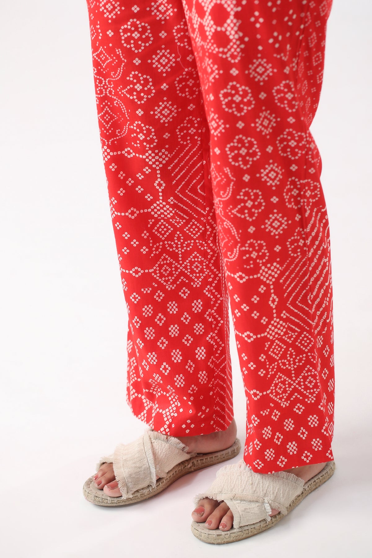 Retro Bhandani Red Cotton Co-ord Set