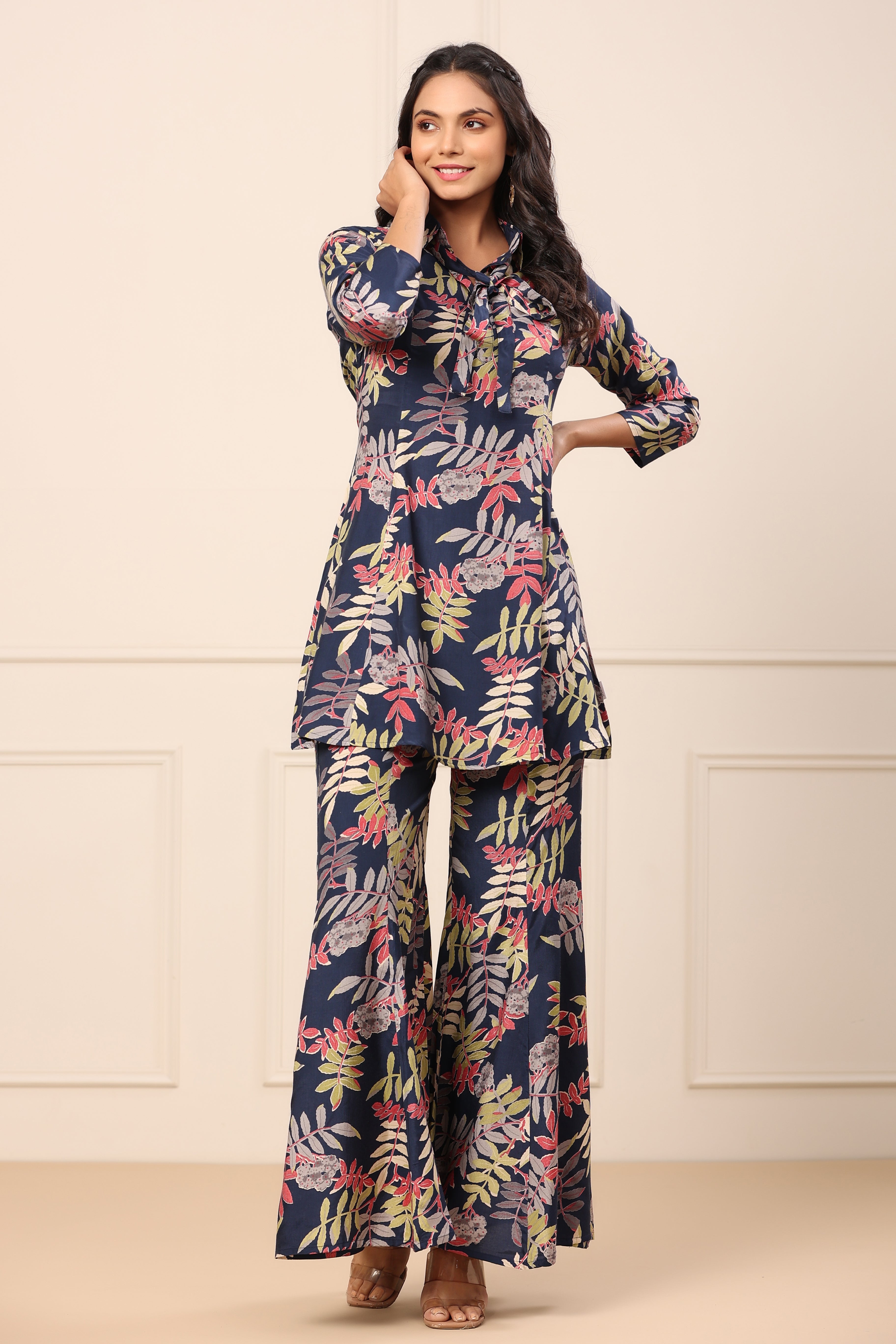 Tropical Blue Russian Silk Co-ord Set