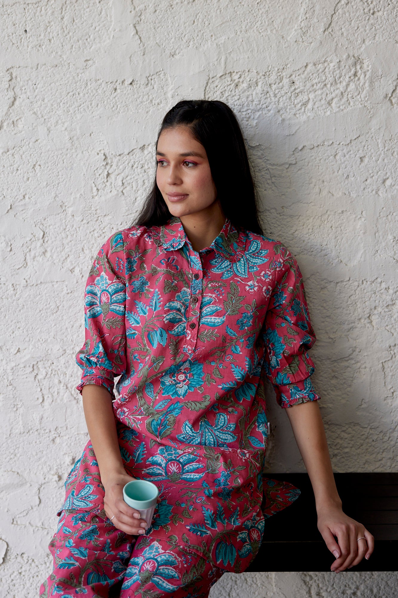 Floral Jaal on Cotton Palazzo Loungewear Set