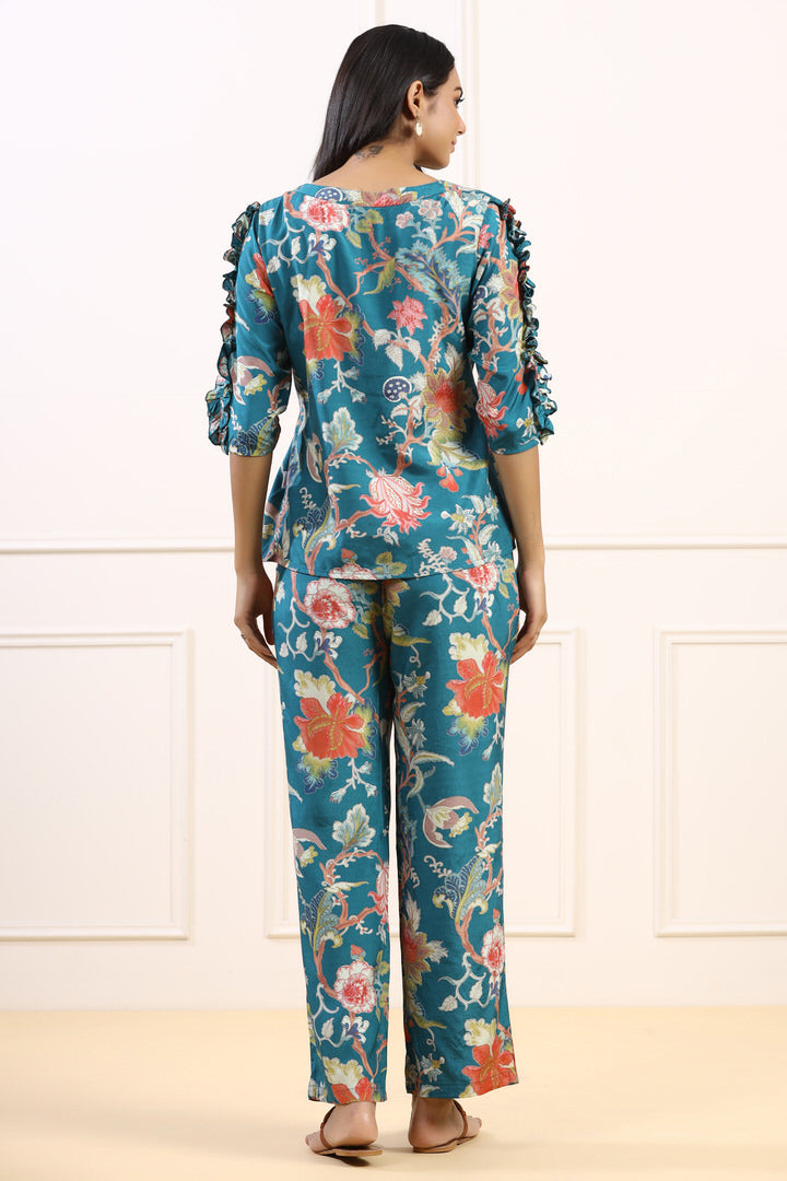Teal Sapphire on Russian Silk Co-ord Set