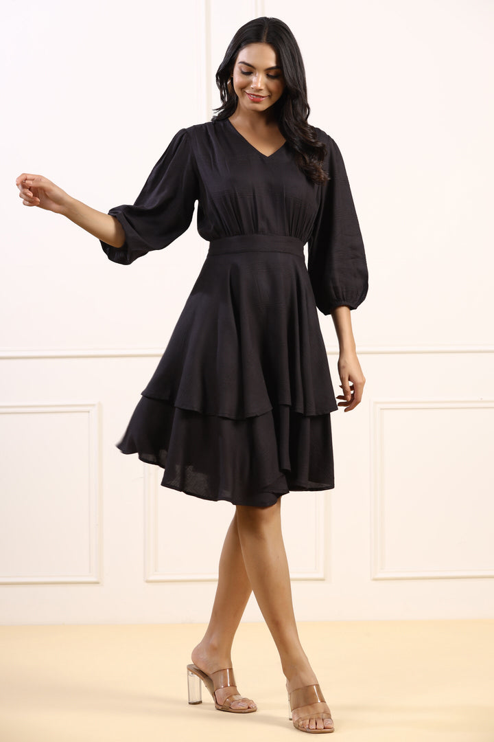 Black Sage Mini Cotton Dress