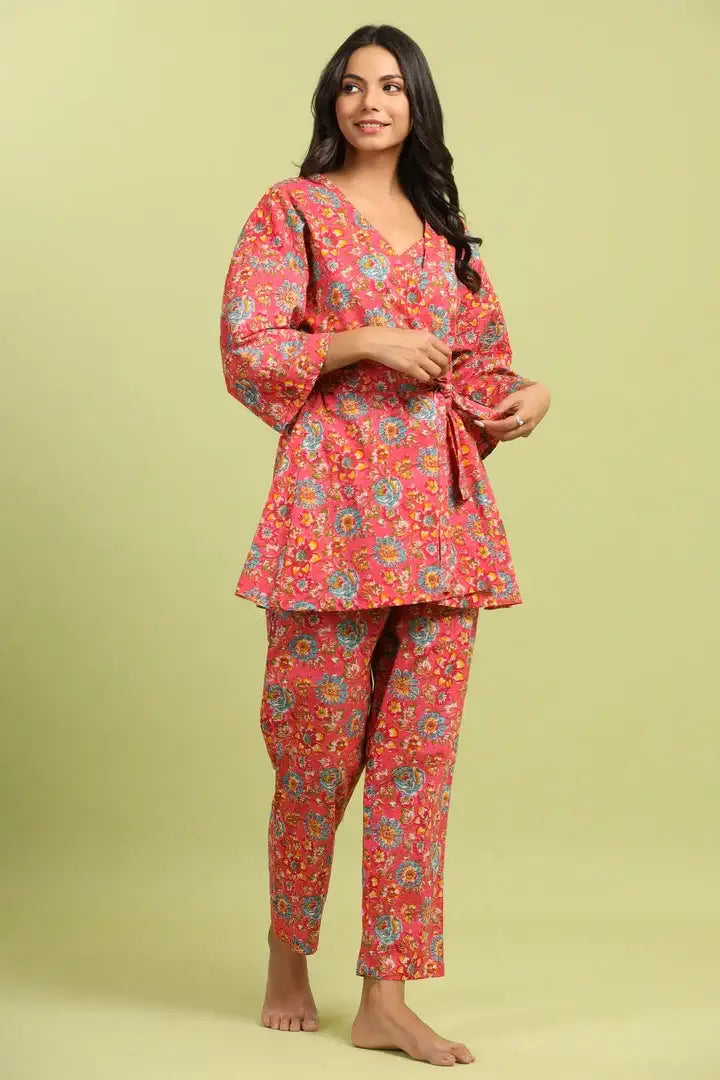 Jaal on Pink Cotton Three Piece Co-ord Set