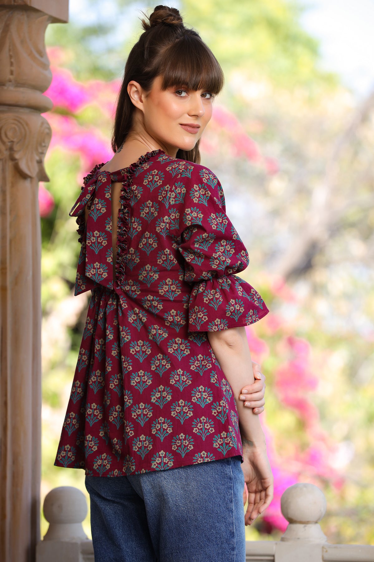 Aloha Mora on Maroon Cotton Top