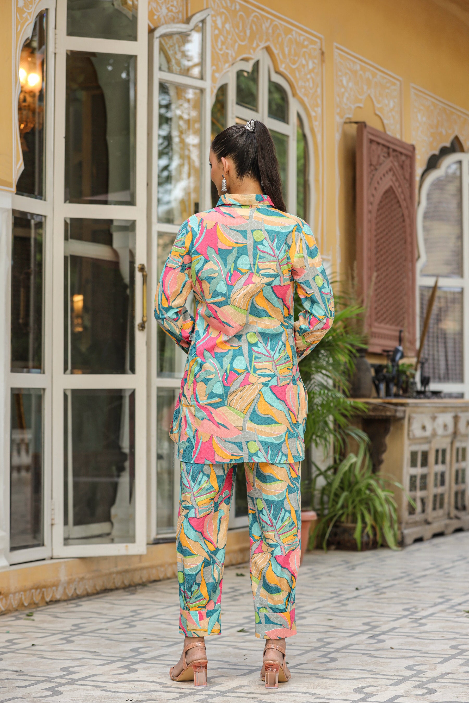 Abstract Pop On Blue Cotton Co-ord Set