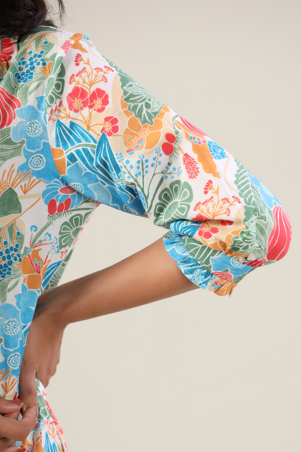 Floral Jaal on Collared Cotton Palazzo Loungewear Set
