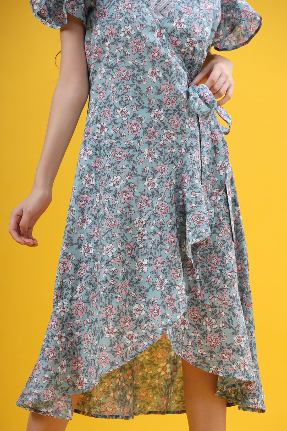 Aqua Bliss on Wrap-Around Cotton Dress