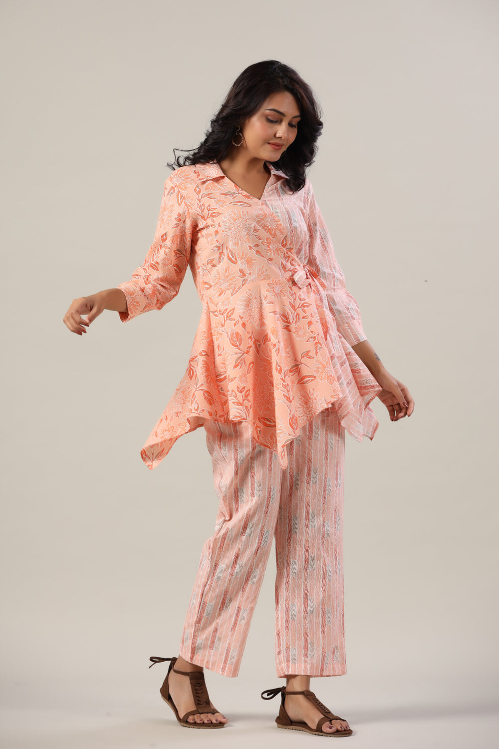 Peach Zig-Zag on Cotton Co-ord Set