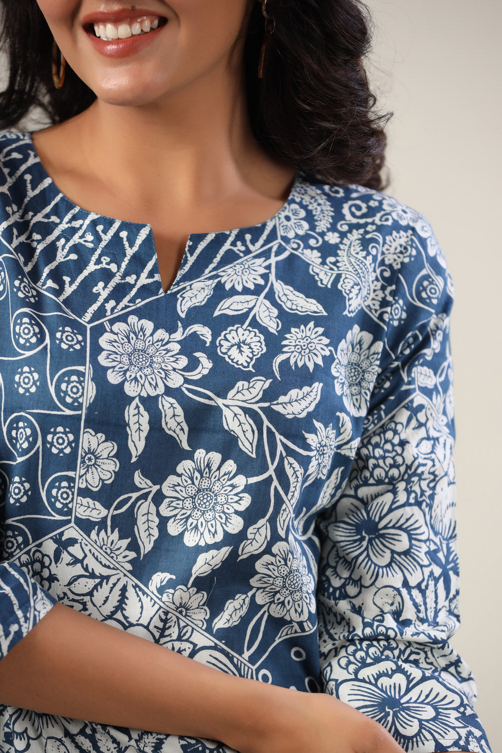 Indigo Patches on Cotton Palazzo Loungewear Set