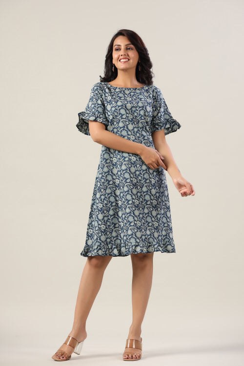Indigo Jaal Cotton Dress